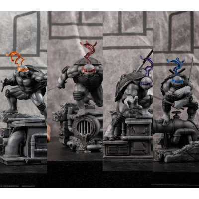 Lot 4 Tortues Ninja statuette 1/10 Art Scale Black and White Variant 26 cm