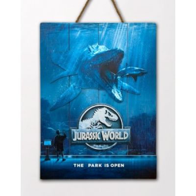 Jurassic World Mossa Wooden Poster