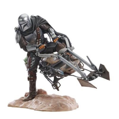THE MANDALORIAN - Din Djarin avec Speeder - Statuette Prem. Coll. 25cm