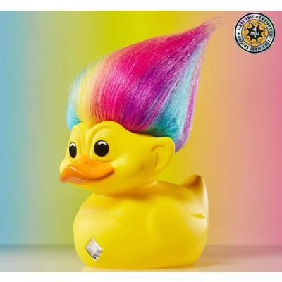 Official Trolls Rainbow Troll (Yellow with Rainbow Hair) TUBBZ Cosplaying Duck Collectable