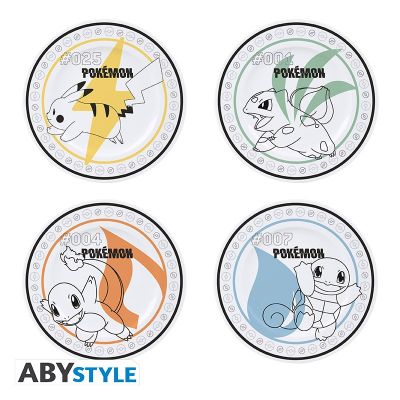 POKEMON - Set de 4 Assiettes - Starters et Pikachu