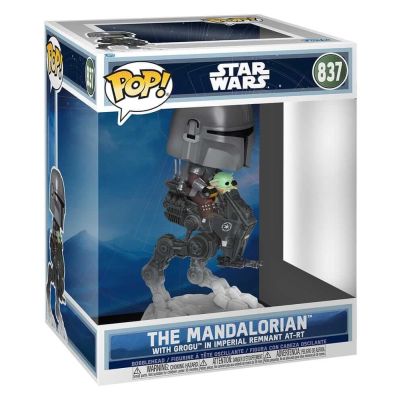Star Wars: The Mandalorian and Grogu POP! Rides Deluxe Vinyl figurine Bobble Head The Mandalorian with Grogu in Imperial Remnant AT-RT 9 cm