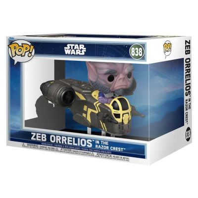 Star Wars: The Mandalorian and Grogu POP! Rides Deluxe Vinyl figurine Bobble Head Zeb Orrelios in the Razor Crest 9 cm