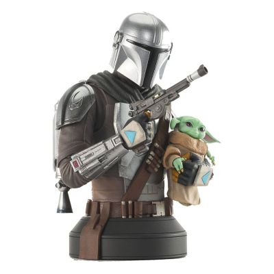 Star Wars The Mandalorian buste 1/6 The Mandalorian with  Grogu 15 cm
