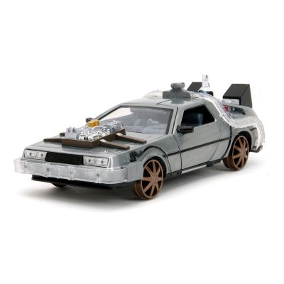 Retour vers le Futur III DeLorean Time Machine Railroad Wheels 1/24 métal Hollywood Rides