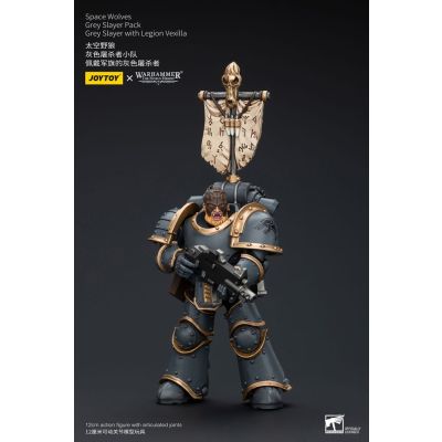 Warhammer The Horus Heresy figurine 1/18 Space Wolves Grey Slayer Pack Grey Slayer With Legion Vexilla 12 cm