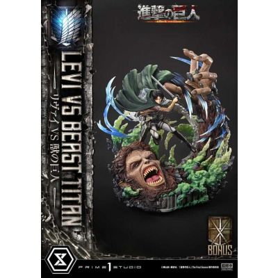 Attack on Titan statuette Ultimate Premium Masterline Series 1/4 Levi Versus Beast Titan Bonus Version 73 cm